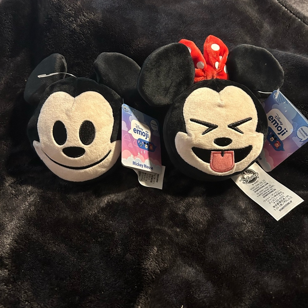 Small Disney Emoji Mickey and Minnie Plushies NWT